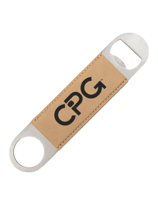 Tan Leatherette Bottle Opener w/CPG Logo