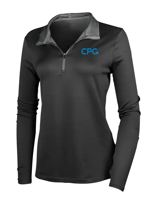 NIKE Black/Dark Grey Womens Dry-Fit Stretch 1/2 Zip Cover-Up w/CPG Logo