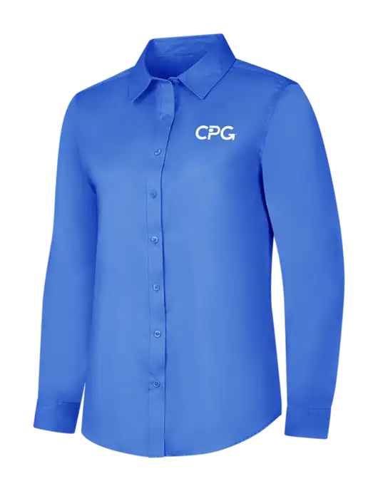 Dark Carolina Blue Womens Long Sleeve Superpro React Twill Shirt w/CPG Logo