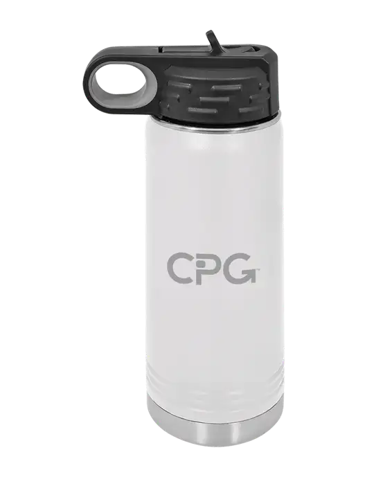 Polar Camel 20 oz Powder Coated White Vacuum Insulated Water Bottle w/CPG Logo