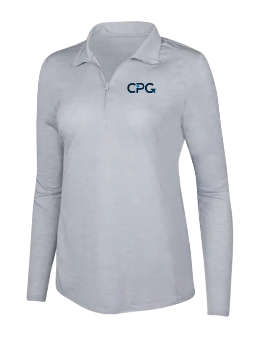 Light Grey Heather Womens Posicharge Tri-Blend Wicking 1/4 Zip Pullover w/CPG Logo
