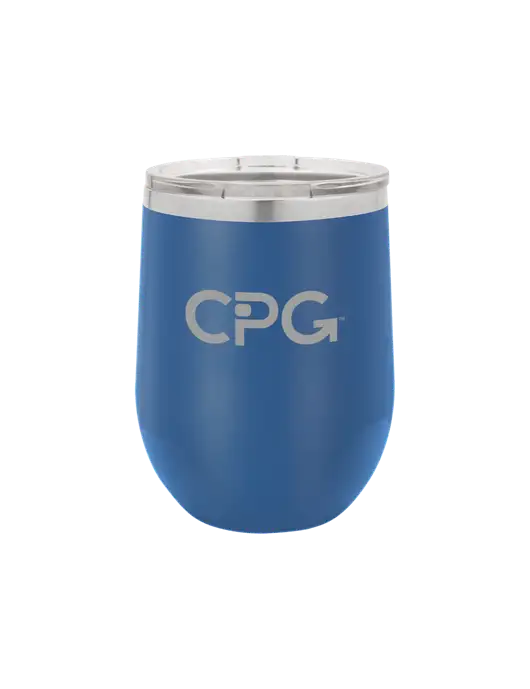 Polar Camel 12 oz Powder Coated Royal Vacuum Insulated Stemless Wine Tumbler w/CPG Logo