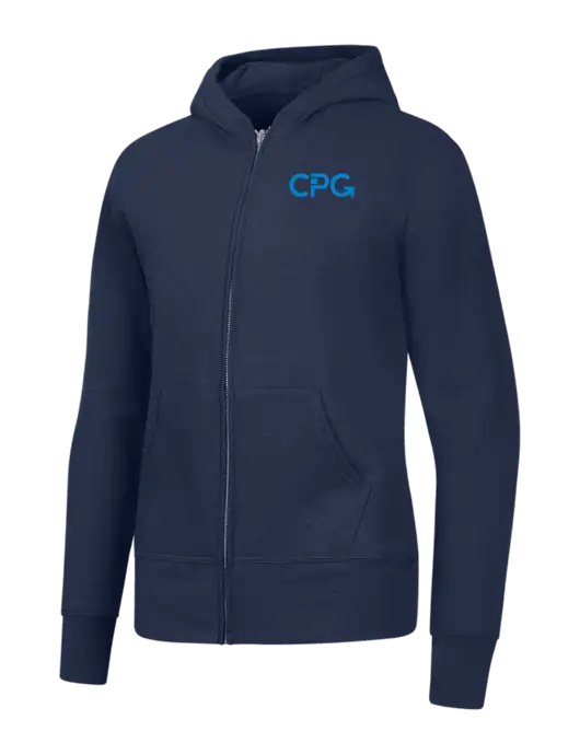 Navy Womens Core Fleece Full-Zip Hooded Sweatshirt w/CPG Logo