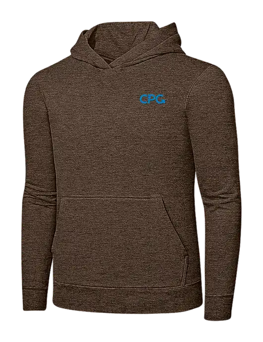 Heather Dark Chocolate Brown 7.8 oz Ring Spun Hooded Sweatshirt w/CPG Logo