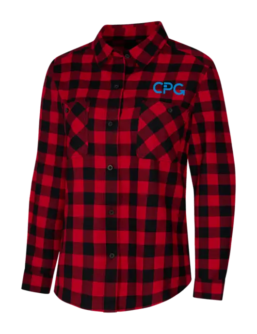 Womens Red/Black Buffalo Check Plaid Flannel Shirt w/CPG Logo
