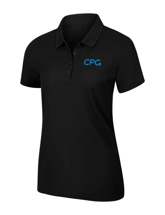 Womens Black Core Classic Pique Polo w/CPG Logo