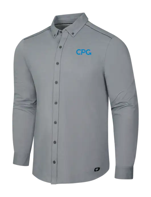 OGIO Medium Grey Heather Modern Code Stretch Button-Up Shirt w/CPG Logo