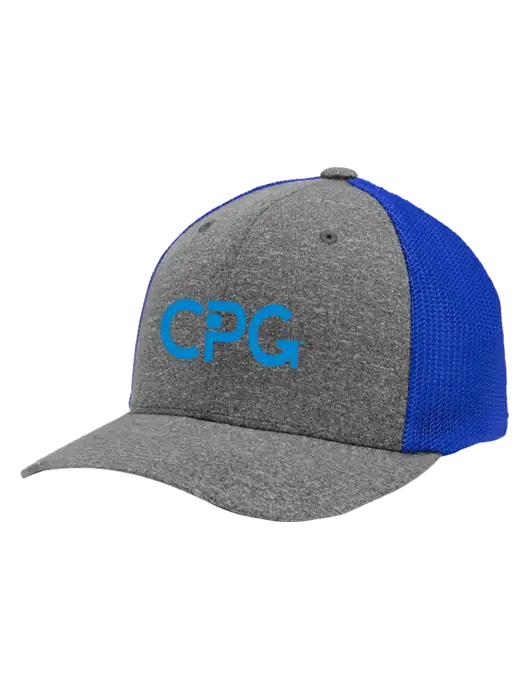 Flexfit Royal/Medium Grey Heather Melange Mesh Back Trucker Cap w/CPG Logo