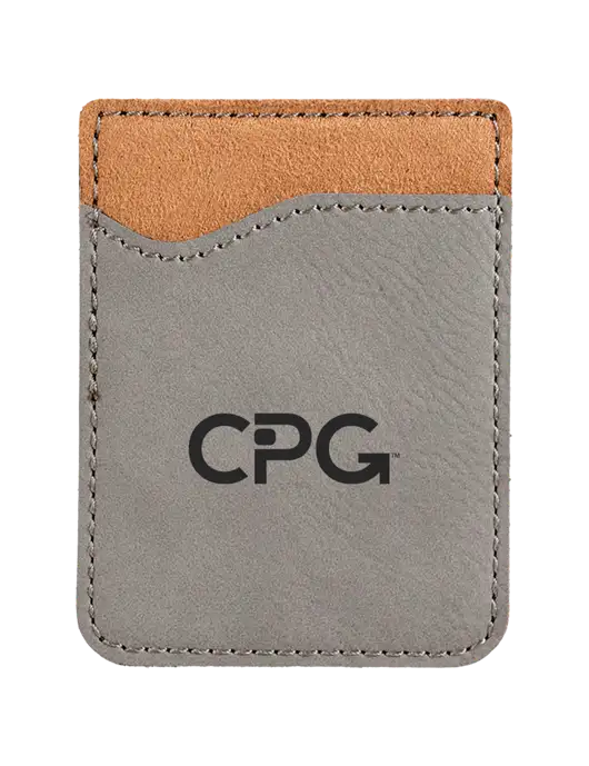 Grey Laserable Leatherette Phone Wallet w/CPG Logo