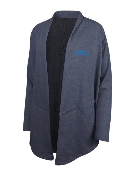 Estate Blue Heather/Charcoal Heather Womens Interlock Cardigan w/CPG Logo