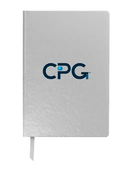 Achieve Silver Hardcover Journal, 5.5 x 8.37 w/CPG Logo