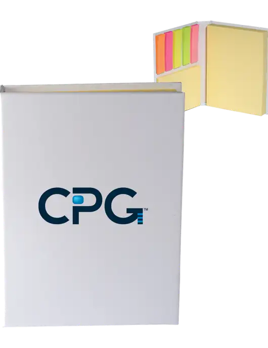 White Sticky Book Folio, 3.125 x 4.125 w/CPG Logo