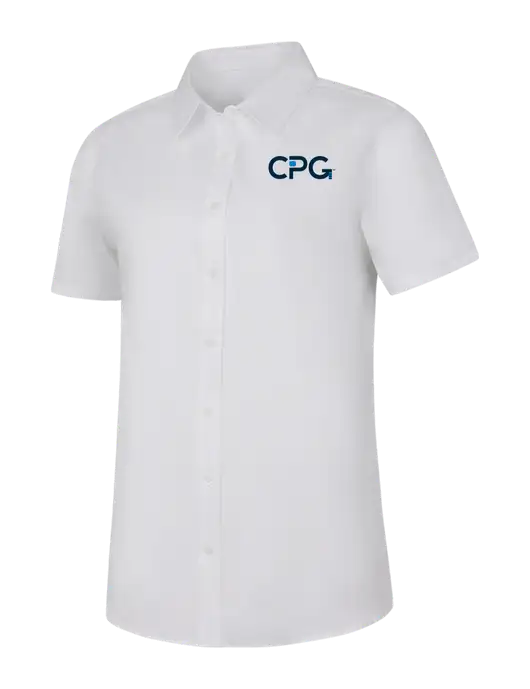 Womens White Short Sleeve Superpro React Twill Shirt w/CPG Logo