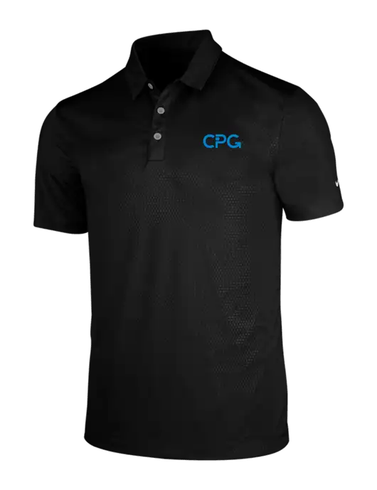 NIKE Black Dri-Fit Embossed Tri-Blade Polo w/CPG Logo