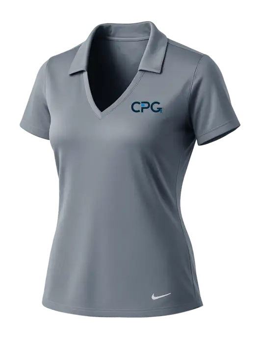 NIKE Medium Grey Womens Dri-Fit Vertical Mesh Polo w/CPG Logo