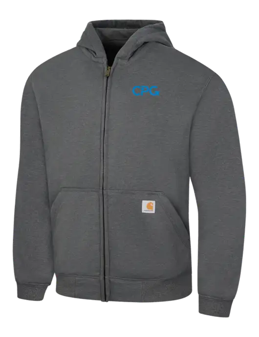 Carhartt Dark Grey Heather Rain Defender Paxton Heavyweight Hooded Zip-Front Sweatshirt w/CPG Logo