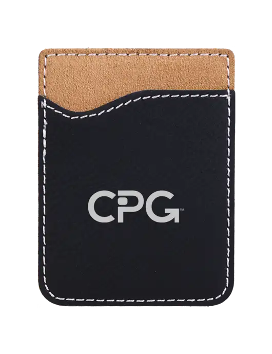Black Laserable Leatherette Phone Wallet w/CPG Logo