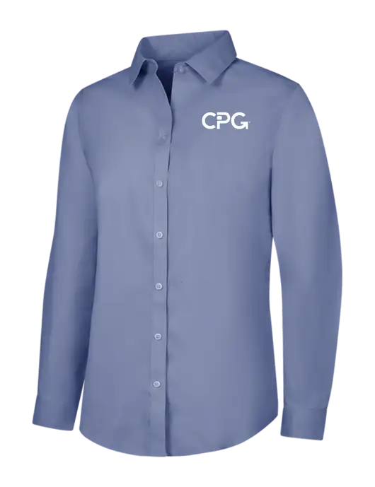 Brooks Brothers Womens Royal Blue Wrinkle-Free Stretch Pinpoint Shirt w/CPG Logo