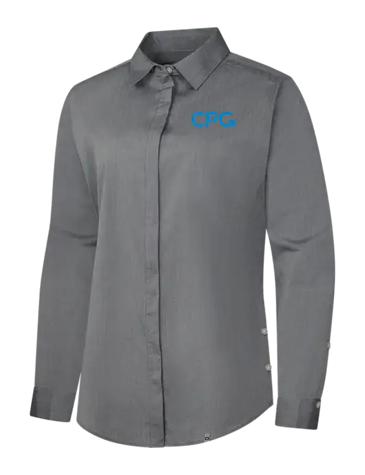 OGIO Womens Medium Grey Heather Commuter Woven Shirt w/CPG Logo