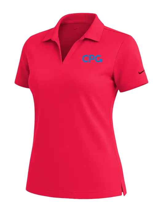 NIKE Red Womens Dri-Fit Micro Pique Polo w/CPG Logo