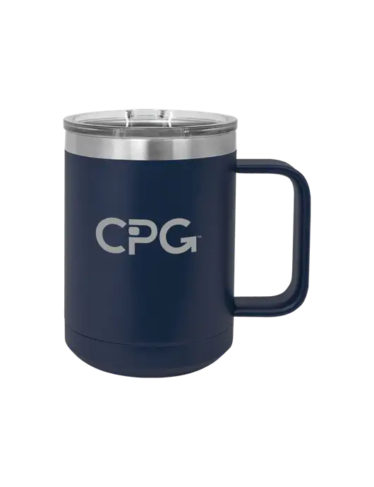 Polar Camel 15 oz Powder Coated Navy Vacuum Insulated Mug with Slider Lid w/CPG Logo