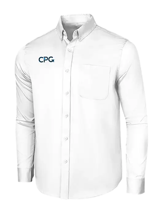 Long Sleeve White Superpro React Twill Shirt w/CPG Logo