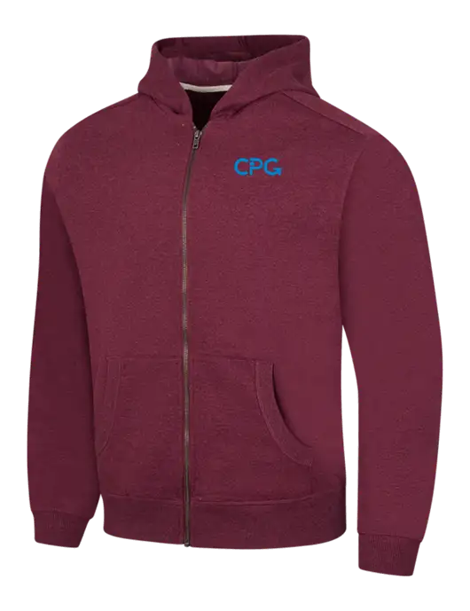 Maroon Heather Re-Fleece Full-Zip Hoodie w/CPG Logo