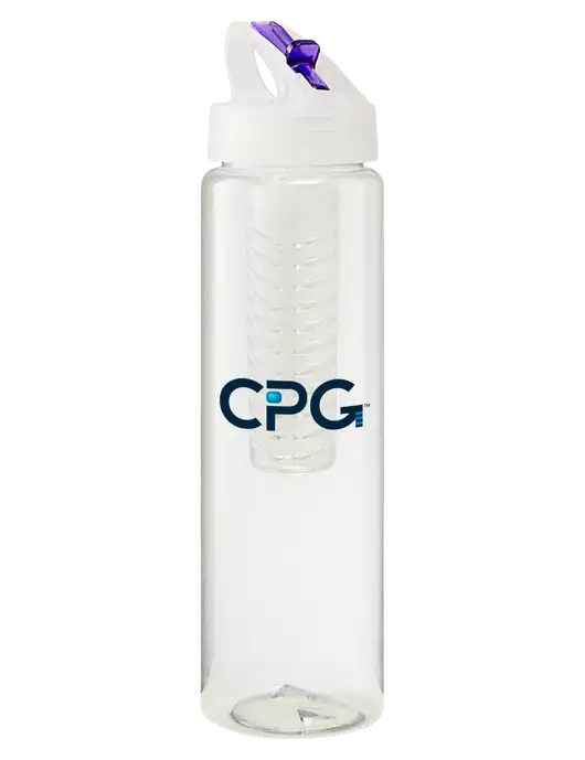 Buddy Infuser Purple 32 oz PET Bottle with Flip Lid w/CPG Logo