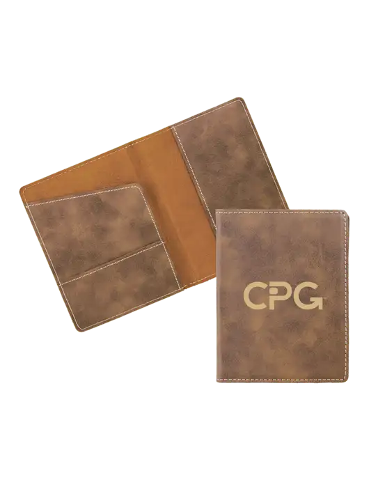 Rustic Leatherette Passport Holder w/CPG Logo