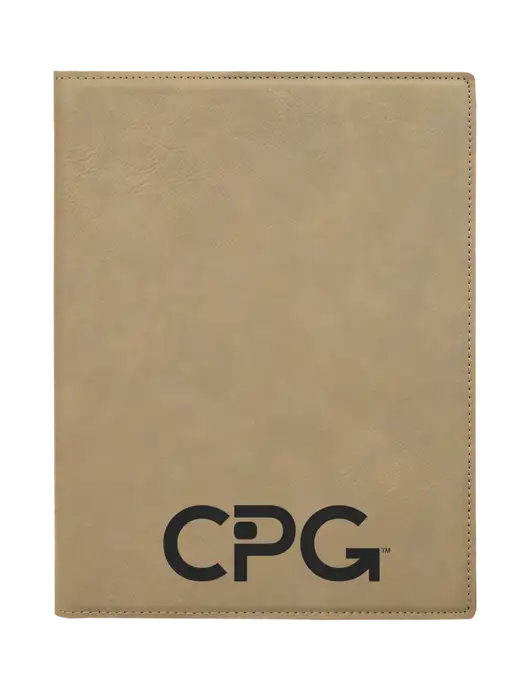 Tan Leatherette 7 x 9 Portfolio with Notepad w/CPG Logo