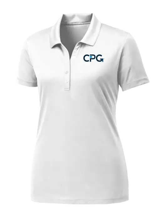 Womens White PosiCharge Competitor Polo w/CPG Logo