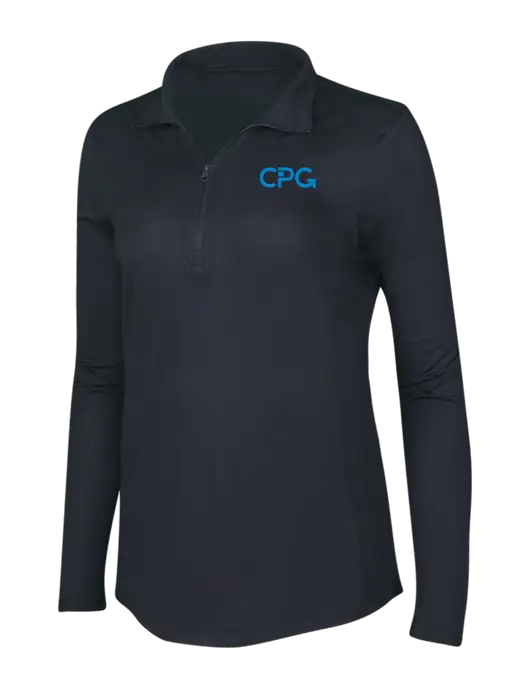 Black Triad Solid Womens Posicharge Tri-Blend Wicking 1/4 Zip Pullover w/CPG Logo