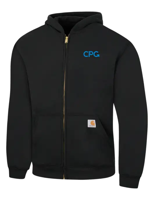 Carhartt Black Midweight Hooded Zip-Front Sweatshirt w/CPG Logo