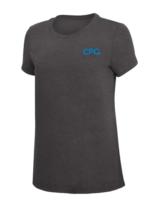 Womens Simply Soft Heather Charcoal 4.5oz  Poly/Combed Ring Spun Cotton T-Shirt w/CPG Logo