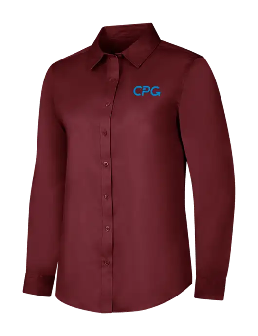 Maroon Womens Long Sleeve Superpro React Twill Shirt w/CPG Logo