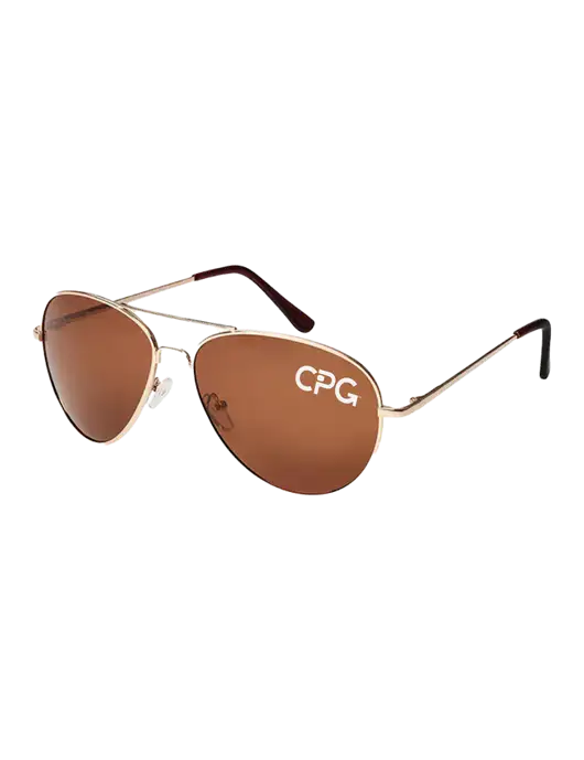 Aviator Coffee Brown with Gold Sunglasses  w/CPG Logo