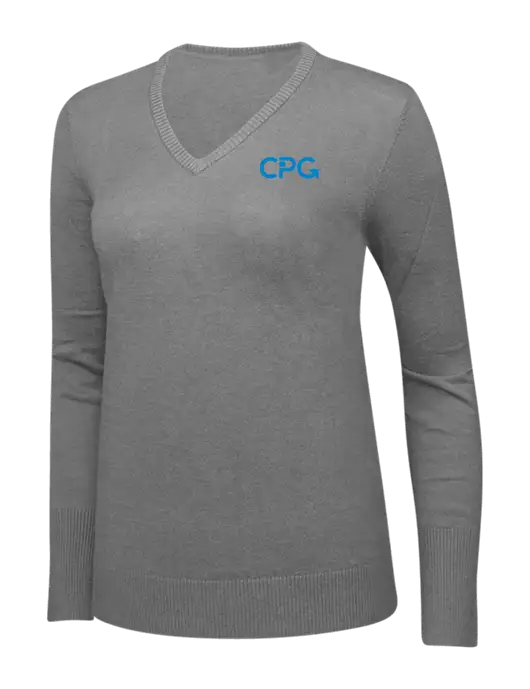 Charcoal Heather Womens V-Neck Sweater w/CPG Logo