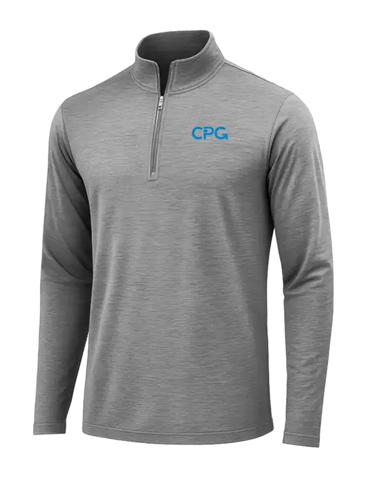 Dark Grey Heather Posicharge Tri-Blend Wicking 1/4 Zip Pullover w/CPG Logo