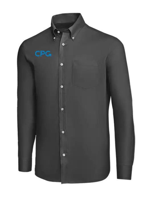 Brooks Brothers Dark Grey Wrinkle-Free Stretch Nailhead Shirt w/CPG Logo