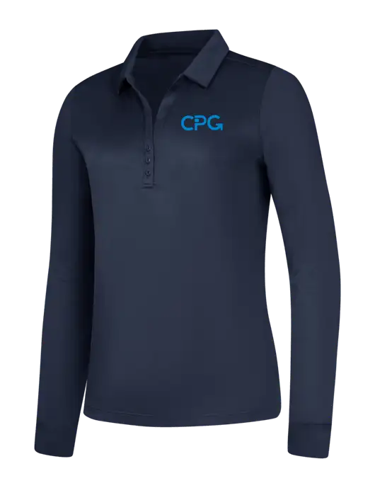 Womens Navy Silk Touch Performance Long Sleeve Polo w/CPG Logo