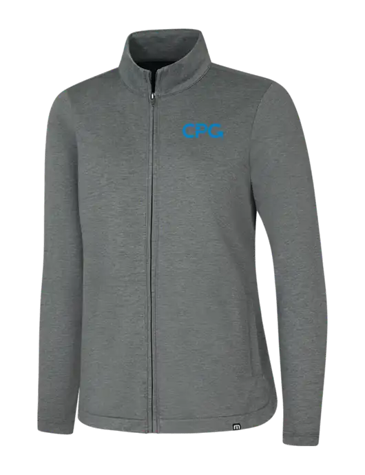 TravisMathew Womens Dark Grey Heather Coveside Full-Zip w/CPG Logo