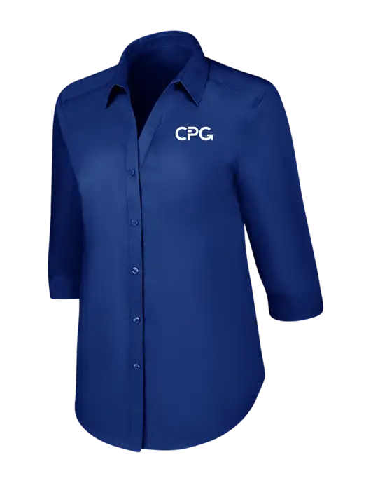 Womens Royal 3/4 Sleeve Carefree Poplin Shirt w/CPG Logo