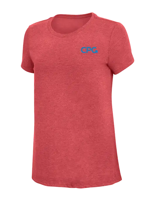 Womens Simply Soft Red Frost 4.5oz Poly/Combed Ring Spun Cotton T-Shirt w/CPG Logo
