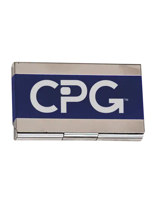 Blue 3.75 x 2.5 Business Card Holder w/CPG Logo