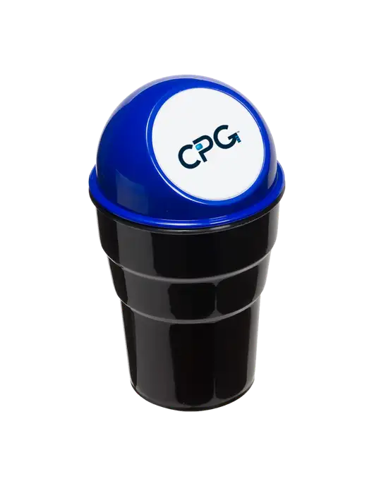 Blue Car Cup Holder Trash Can w/CPG Logo