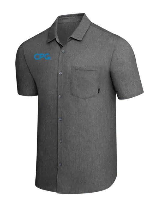 OGIO Dark Grey Heather Extend Short Sleeve Button Up Shirt w/CPG Logo