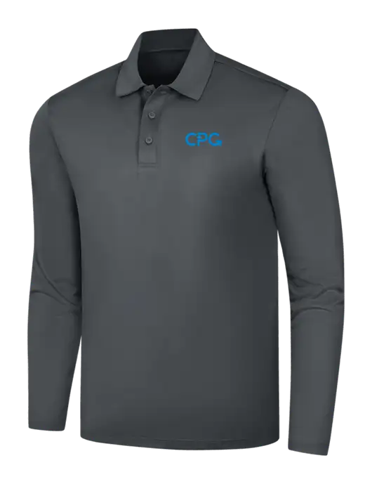 Dark Grey Silk Touch Performance Long Sleeve Polo w/CPG Logo