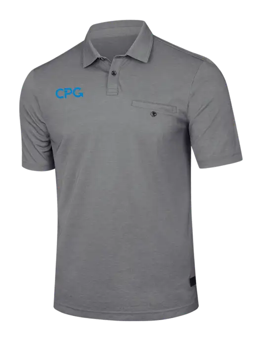 TravisMathew Medium Grey Heather Sunsetters Pocket Polo w/CPG Logo