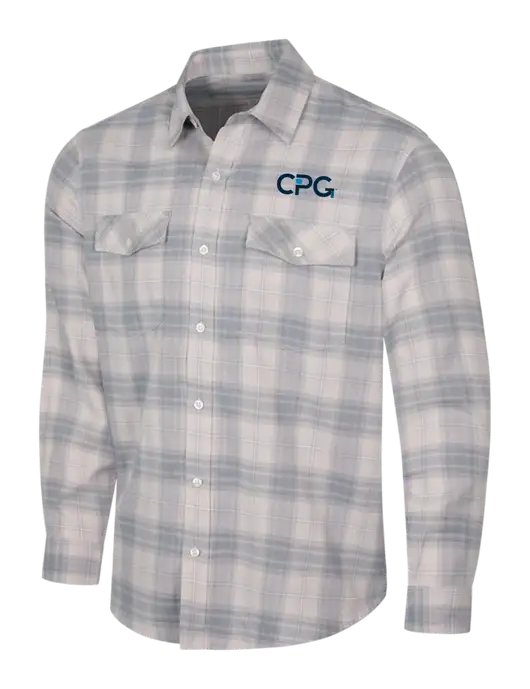 Light Grey Long Sleeve Ombre Plaid Shirt w/CPG Logo