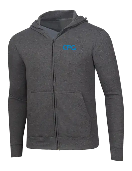Dark Heather Grey 8.5 oz Ring Spun Zip Hooded Sweatshirt w/CPG Logo